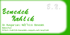 benedek nahlik business card